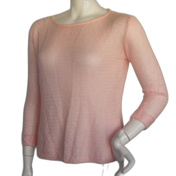 CARIBBEAN JOE Sweater, SP Petite, Loose Knit, Pink, Faux Button back, Wide neck - Picture 3 of 10